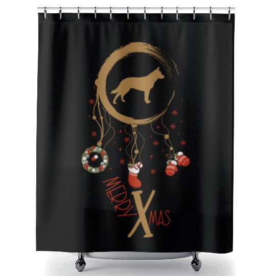 dog dreamcatcher Christmas Australian Cattle Dog Shower Curtains