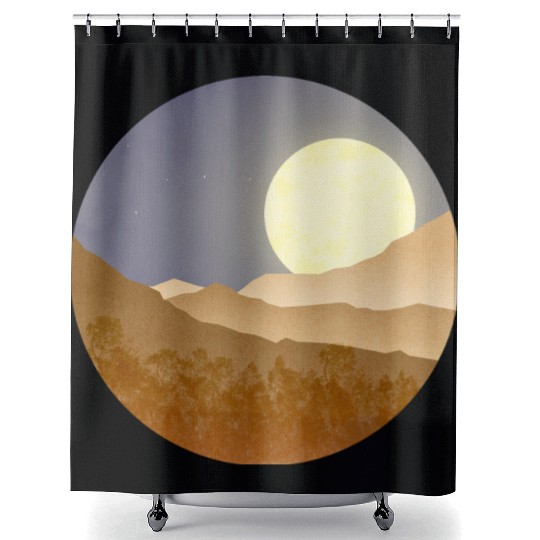 Nightscape with full moon Shower Curtains