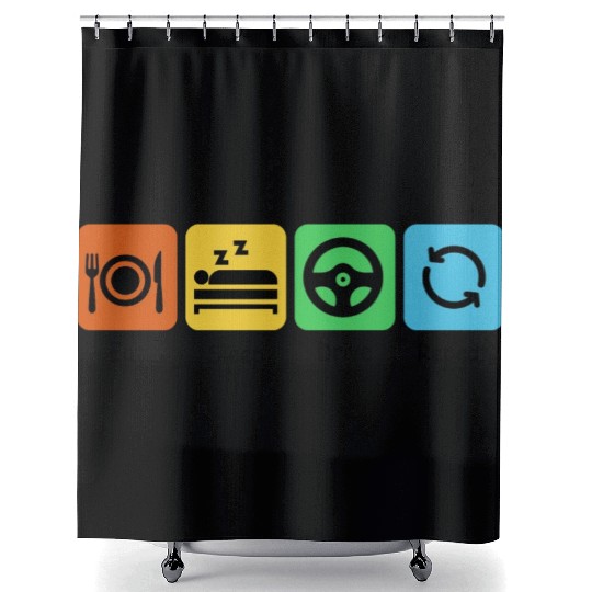 Eat, Sleep, Drive, Repeat | Driver Shower Curtains