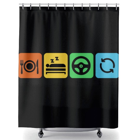 Eat, Sleep, Drive, Repeat | Driver Shower Curtains
