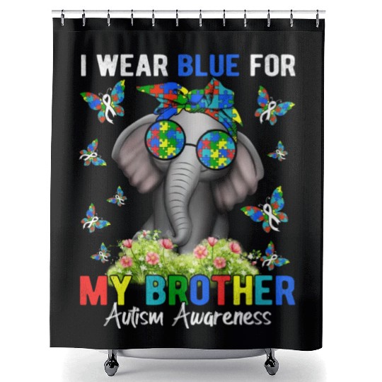 I Wear Blue For My Brother Autism Awareness Shower Curtains