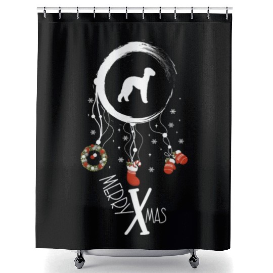 dog dreamcatcher Christmas Bedlington Terrier Shower Curtains