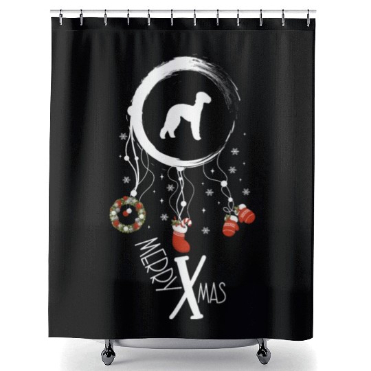 dog dreamcatcher Christmas Bedlington Terrier Shower Curtains