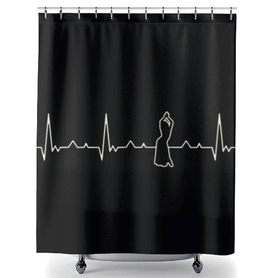 Belly Dancing Woman. Heart. Love. EKG. Pulse. Shower Curtains