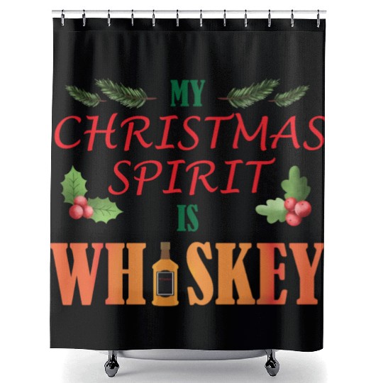 Christmas Spirit Whiskey Shower Curtains
