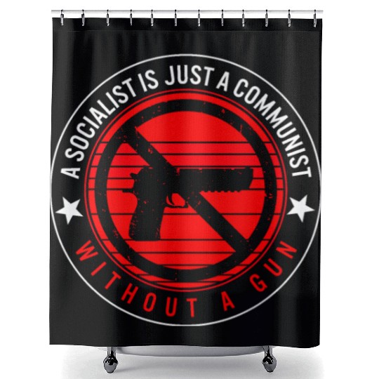 Socialist Is Just A Communist Gun Shower Curtains,