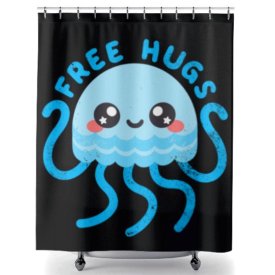 Jellyfish free hugs Shower Curtains