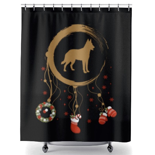 dog dreamcatcher Christmas Belgian Malinois Shower Curtains