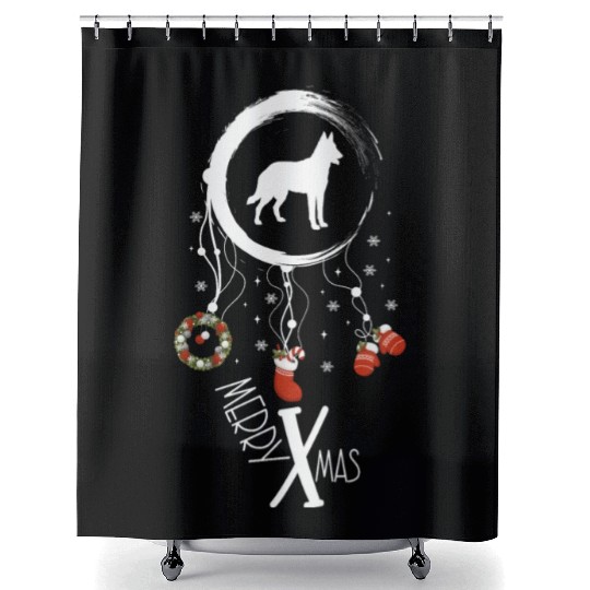 dog dreamcatcher Christmas Belgian Malinois Shower Curtains
