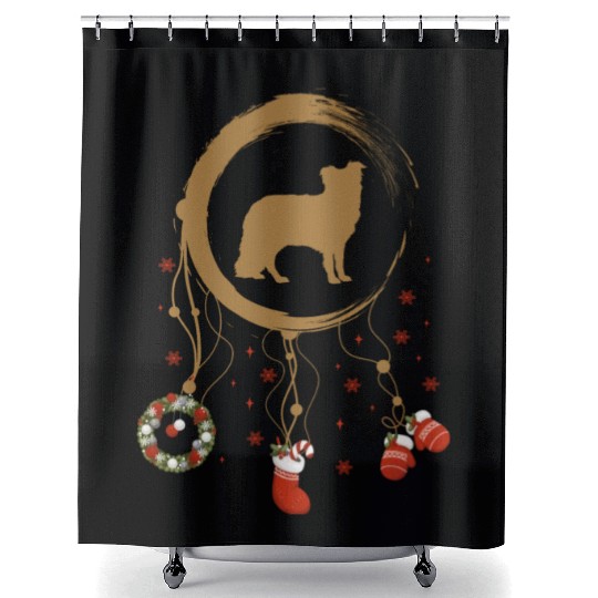 dog dreamcatcher Christmas Border Collie Shower Curtains
