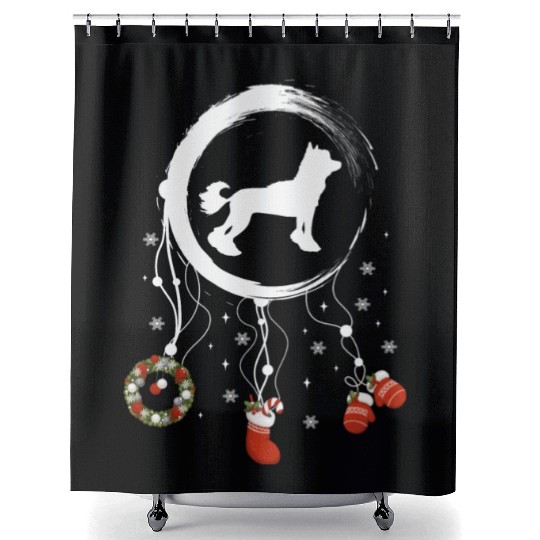 dog dreamcatcher Christmas Chinese Crested Shower Curtains
