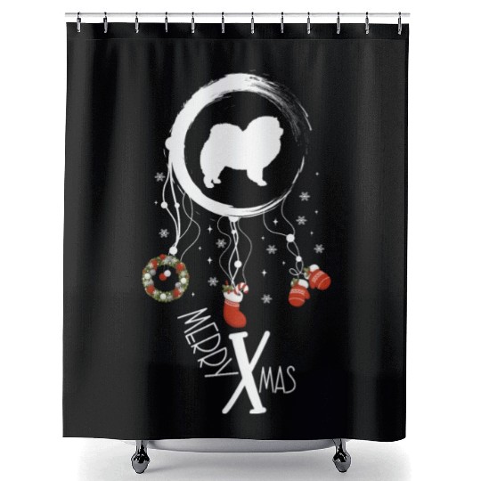 dog dreamcatcher Christmas Chow Chow Shower Curtains