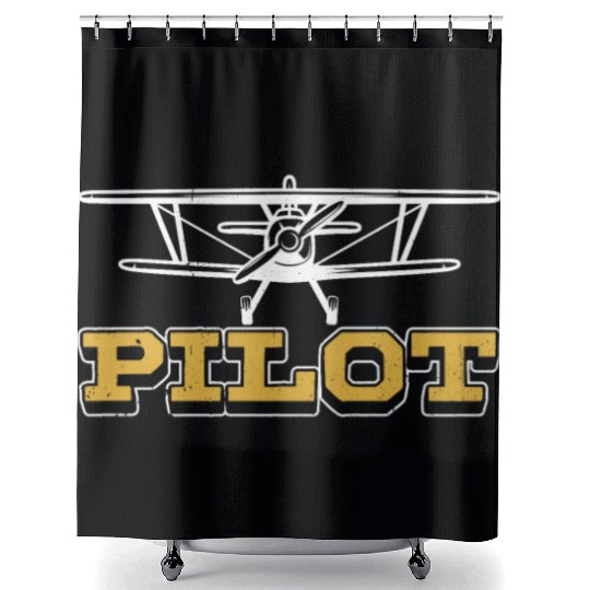 Pilot Small Airplane Aircraft Private Shower Curtains
