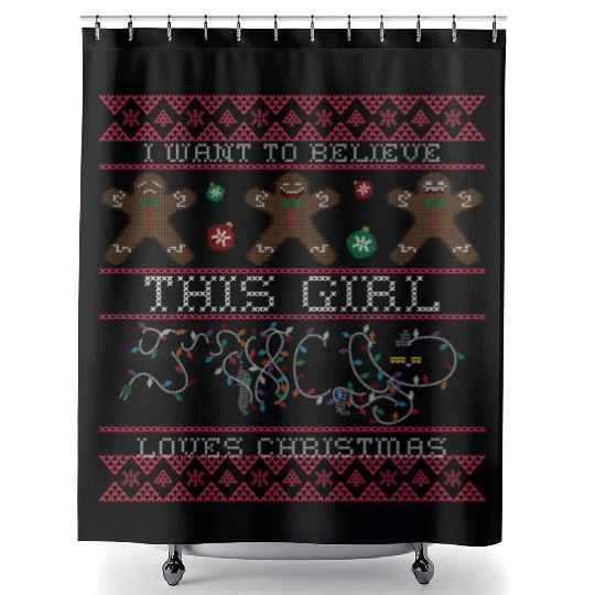 i want to believe this girl loves christmas Saint Shower Curtains