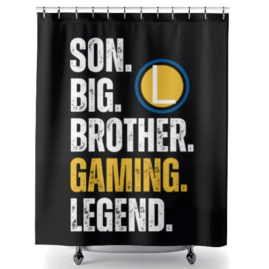 SON BROTHER GAMING LEGEND for gamer textured text Shower Curtains