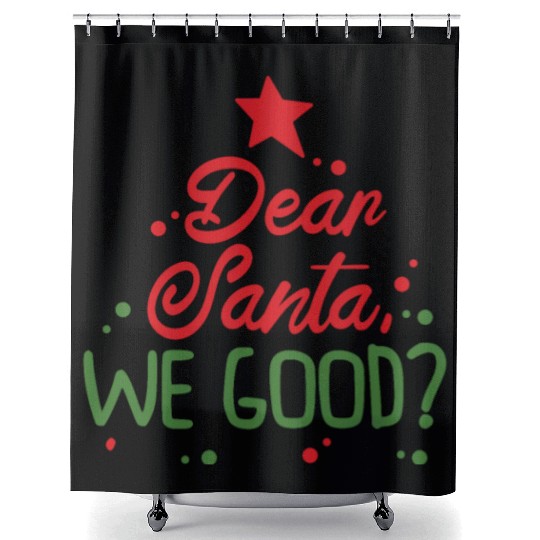 Dear Santa Christmas Holiday Typography Shower Curtains
