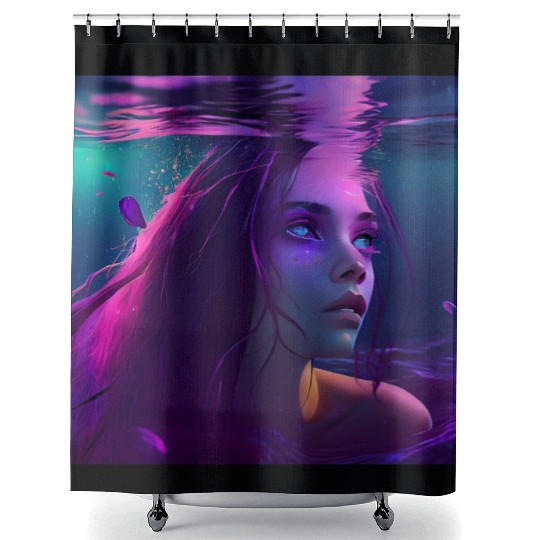 purple mermaid underwater Shower Curtains