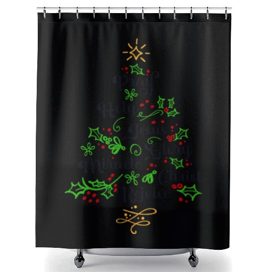 Christian Christmas Tree Family Church Jesus Shower Curtains