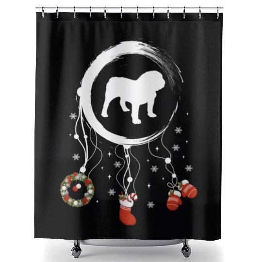 dog dreamcatcher Christmas English bulldog Shower Curtains