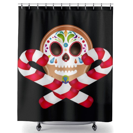 Gingerbread man Sugar Skull decor for Christmas Shower Curtains