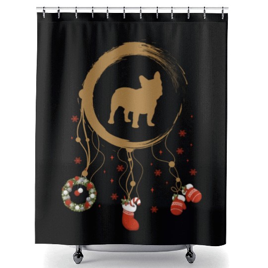 dog dreamcatcher Christmas French Bulldog Shower Curtains