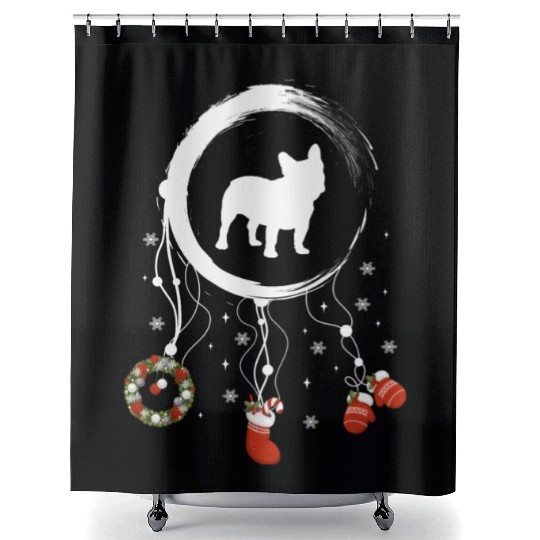 dog dreamcatcher Christmas French Bulldog Shower Curtains