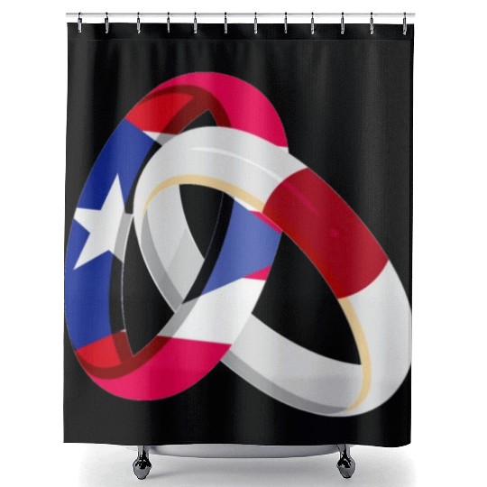 Puerto Rico Flag Japan Grown Ring Marriage Wedding Shower Curtains