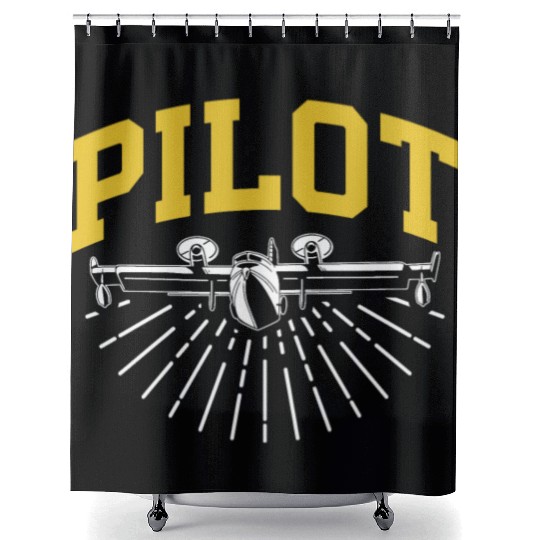 Pilot Private Small Airplane Aircraft Shower Curtains
