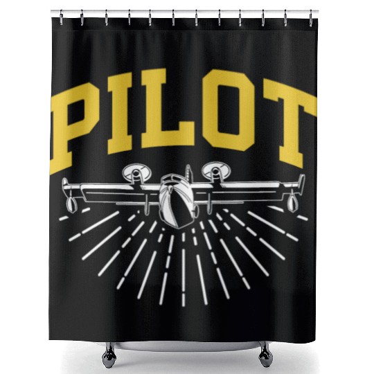 Pilot Private Small Airplane Aircraft Shower Curtains