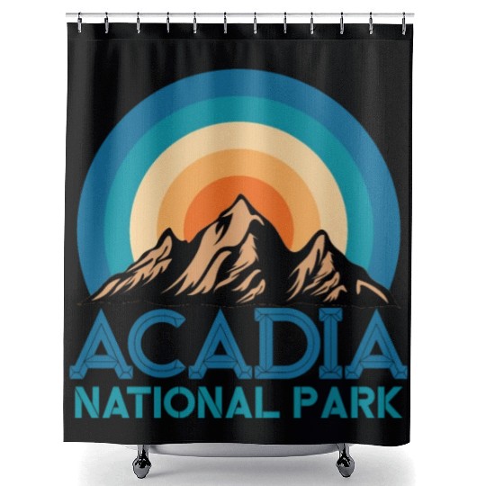Cool Vintage Retro Acadia National Park Mountain Shower Curtains