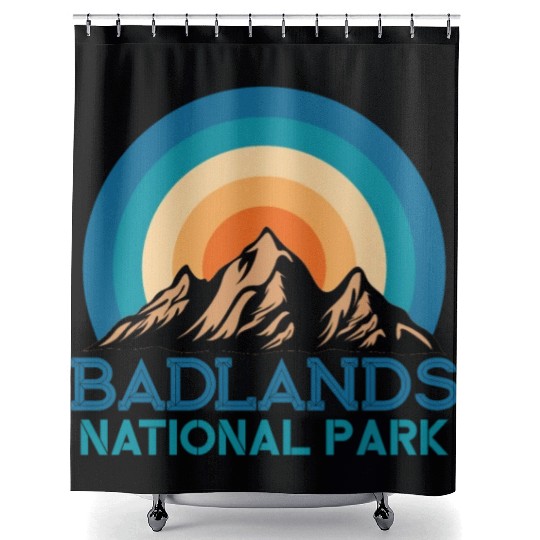 Cool Vintage Retro Badlands National Park Mountain Shower Curtains
