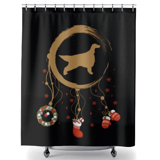 dog dreamcatcher Christmas Irish Setter Shower Curtains
