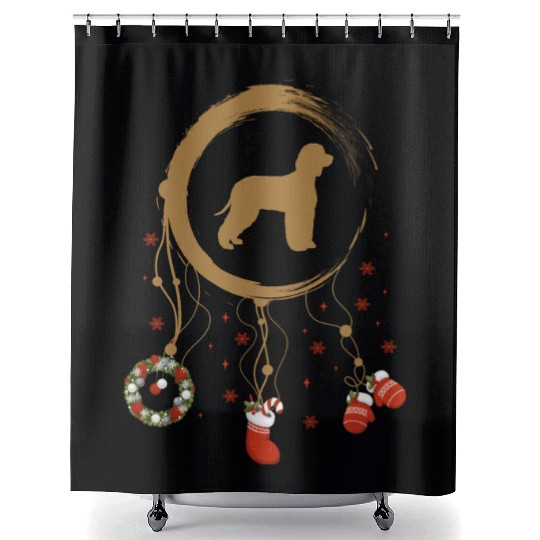dog dreamcatcher Christmas Irish Water Spaniel Shower Curtains