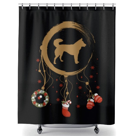 dog dreamcatcher Christmas Kintamani Dog Shower Curtains