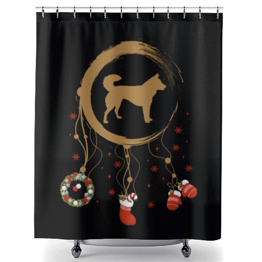 dog dreamcatcher Christmas Kintamani Dog Shower Curtains