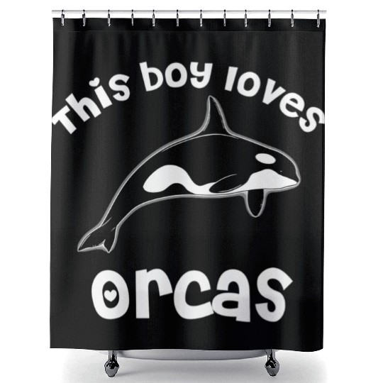 This Boy Loves Orcas Lover Funny Killer Whale Shower Curtains