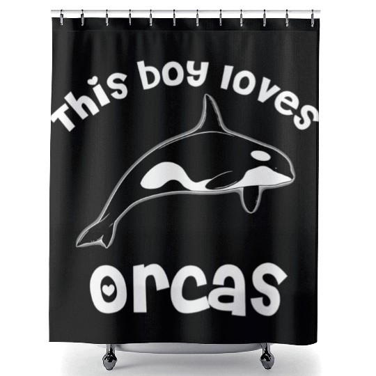 This Boy Loves Orcas Lover Funny Killer Whale Shower Curtains