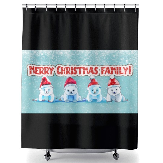 bear family wishing everyone a merry christmas Shower Curtains