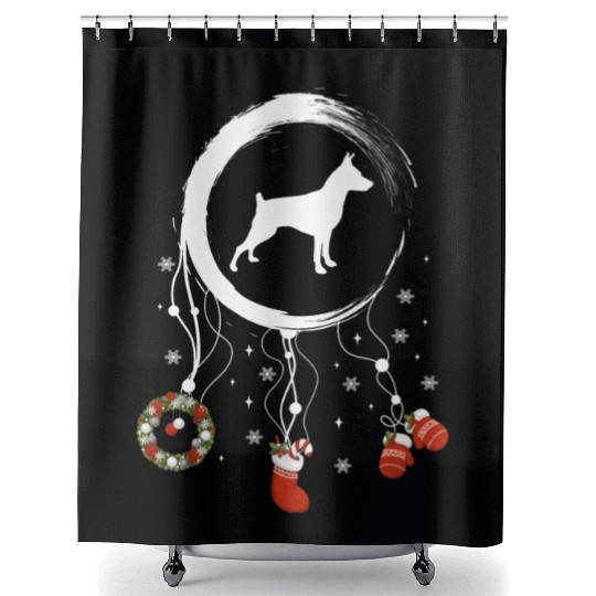 dog dreamcatcher Christmas Mini Pinscher Shower Curtains