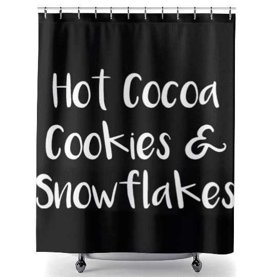 Hot Cocoa Cookies and Snowflakes Shower Curtains
