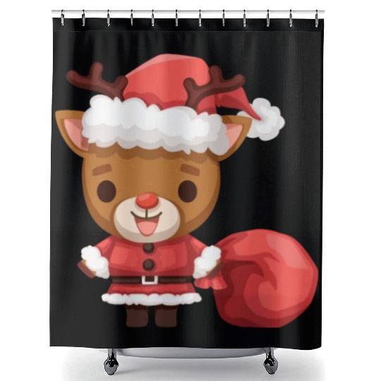 Character santa deer with a variety of poses Shower Curtains