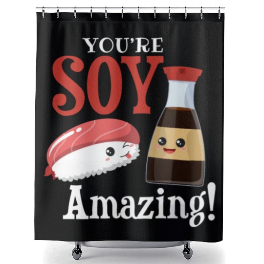 Funny sushi japan soy sauce motif Shower Curtains