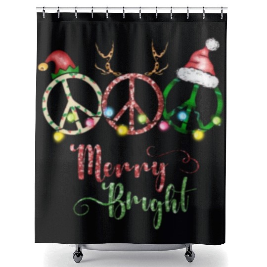 Xmas Christmas Stay Merry and Bright Shower Curtains
