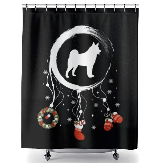dog dreamcatcher Christmas Norwegian Elkhound Shower Curtains