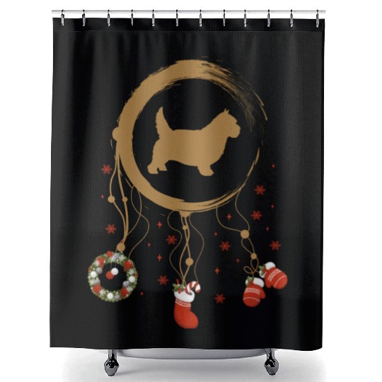 dog dreamcatcher Christmas Norwich Terrier Shower Curtains