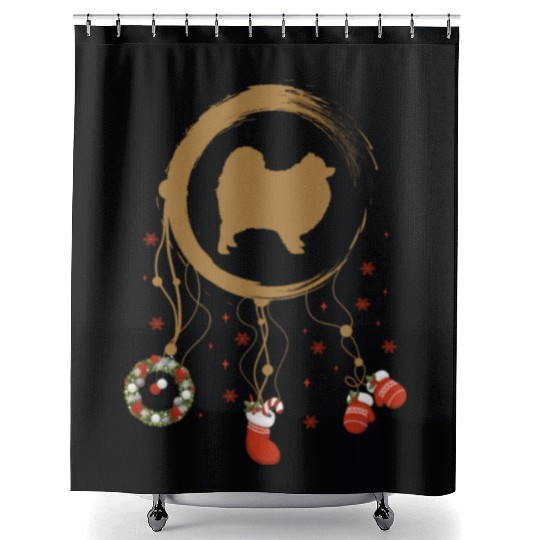 dog dreamcatcher Christmas Pomeranian Shower Curtains