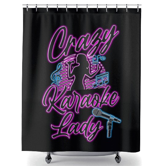 Karaoke Singer 80s Retro Crazy Shower Curtains