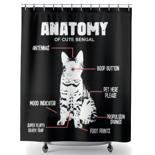 ANATOMY of cute bengal cat Shower Curtains