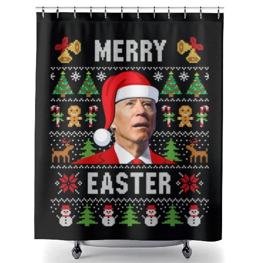 Funny Joe Biden Happy Easter Ugly Christmas Shower Curtains