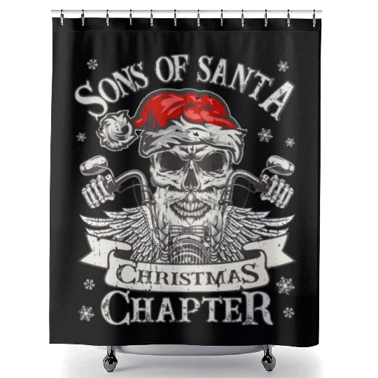 Biker Sons of Santa - Viking Motorcycle Christmas Shower Curtains